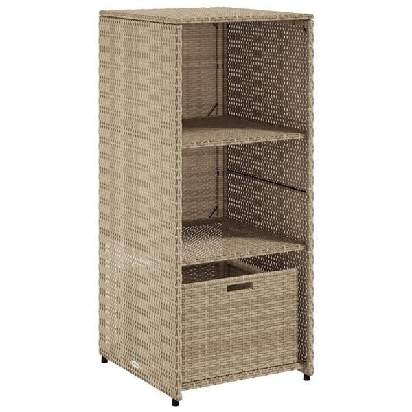 vidaXL Garden Storage Cabinet Beige PE Rattan 19.7x21.7x45.3 in