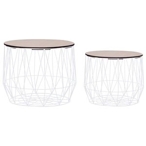 vidaXL Coffee Table Set of 2 White Metal, plywood Medium Storage