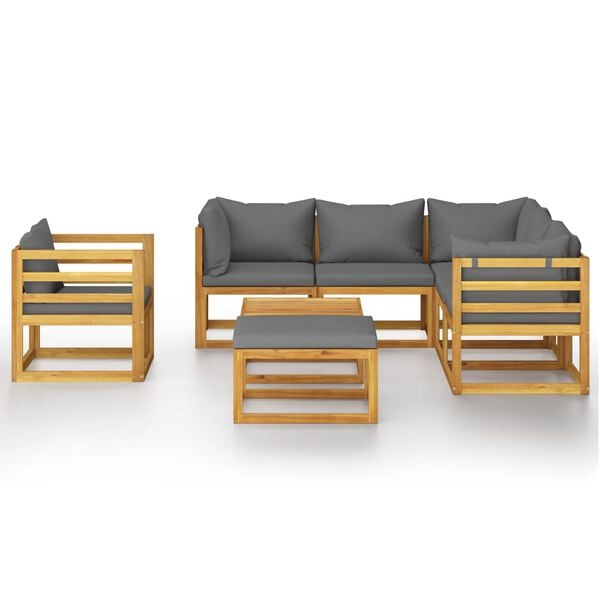 vidaXL Garden Lounge Set Dark Grey Solid Acacia Wood Modular 8-piece set