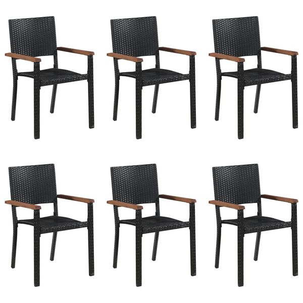 vidaXL Dining Set Black Solid Acacia wood, PE rattan, Powder-Coated Steel
