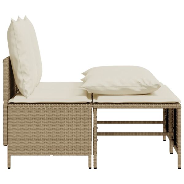 vidaXL Garden Sofa Set Beige PE Rattan, Powder-Coated Steel, 100% Polyester