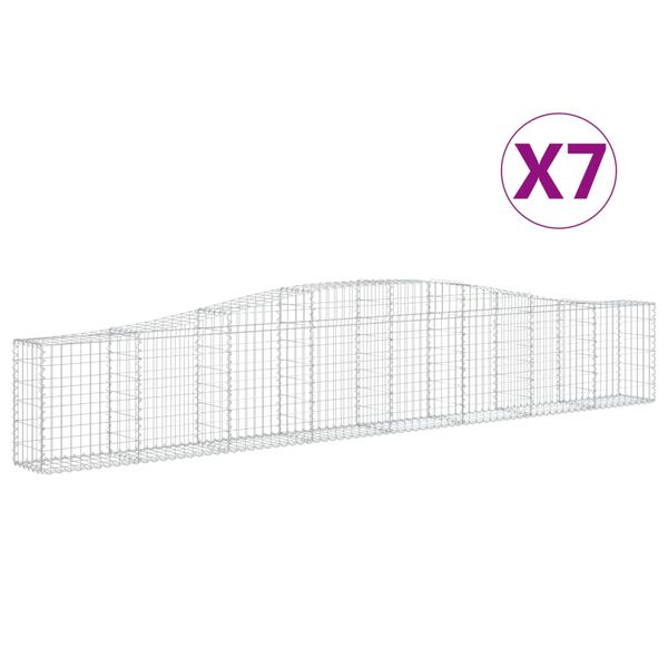 vidaXL Gabion Basket Set of 7 Silver Galvanized Iron Large