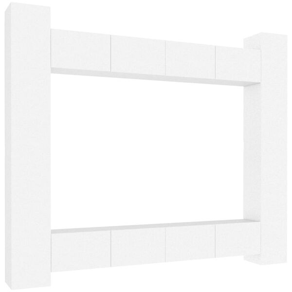 vidaXL TV Cabinet Set Set of 8 White Engineered wood Standard