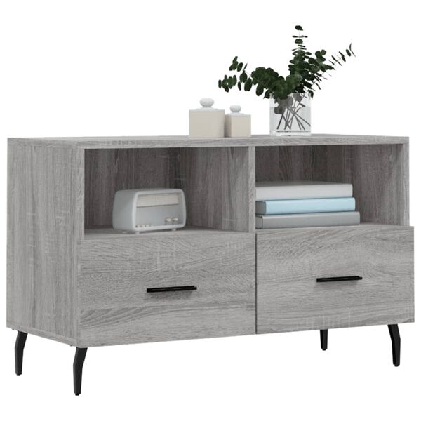 vidaXL TV Cabinet Grey sonoma Engineered wood, iron Medium TV Cabinet