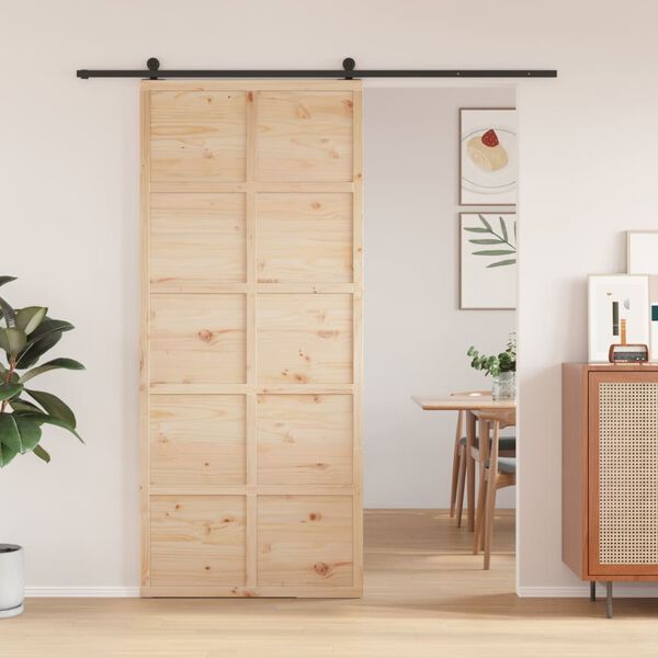 vidaXL Barn Door 35.4"x81.9" Solid Wood Pine