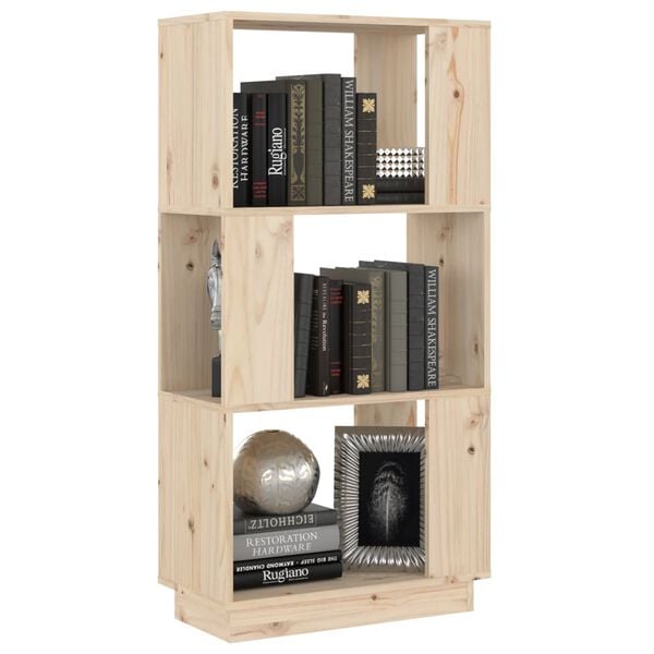 vidaXL Book Cabinet Natural pine Solid Pine Wood Medium Book Cabinet
