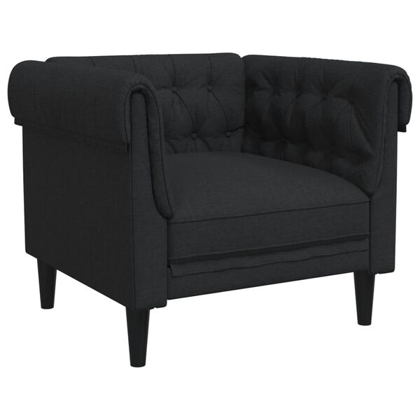 vidaXL Sofa Set Black Fabric (100% polyester), plywood, solid wood Large