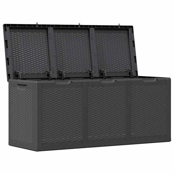 vidaXL Storage Box Black Polypropylene with rattan look Medium
