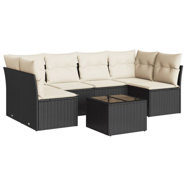vidaXL Garden Sofa Set Black, Cream White