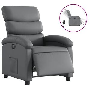vidaXL Electric Recliner Chair Gray Faux leather, Metal, Plywood Standard