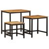 vidaXL Nesting Side Table Natural wood, black Solid mango wood, iron