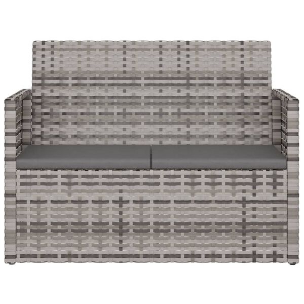 vidaXL Garden Bench Grey PE rattan, powder-coated steel Medium Durable