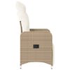 vidaXL Reclining Garden Chair Beige PE rattan, Powder-coated steel