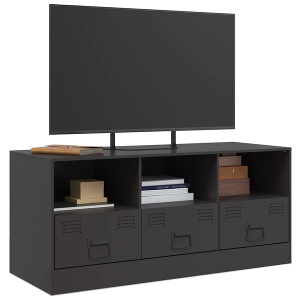 vidaXL TV Cabinet Black Cold-rolled Steel Medium TV Stand Rectangular