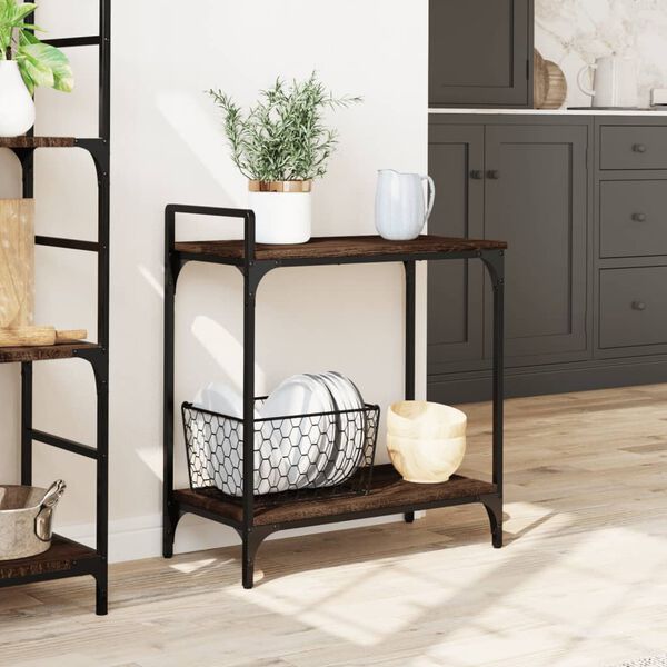 vidaXL Kitchen Trolley Brown Oak 23.8"x12.2"x28.5" Engineered Wood