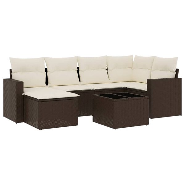 vidaXL Garden Sofa Set Brown,Cream White