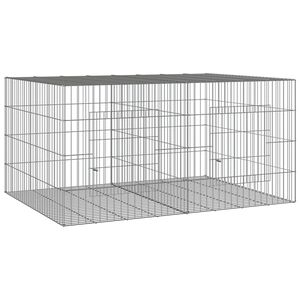 vidaXL Rabbit Cage Silver Galvanized Iron 43.3 x 31.1 x 21.3 in
