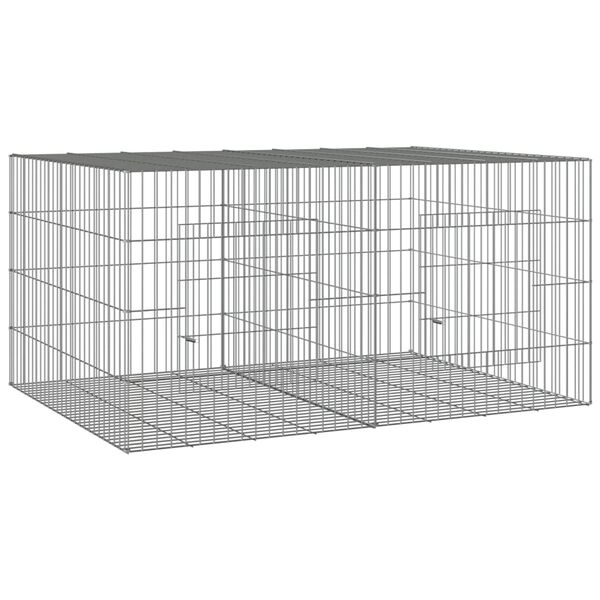 vidaXL Rabbit Cage Silver Galvanized Iron 43.3 x 31.1 x 21.3 in