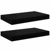 vidaXL Wall Shelf Set of 2 High gloss black Honeycomb MDF, metal frame
