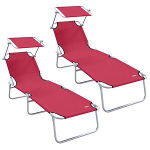 vidaXL Sun Lounger Red Polyester Fabric, Powder-Coated Steel Standard