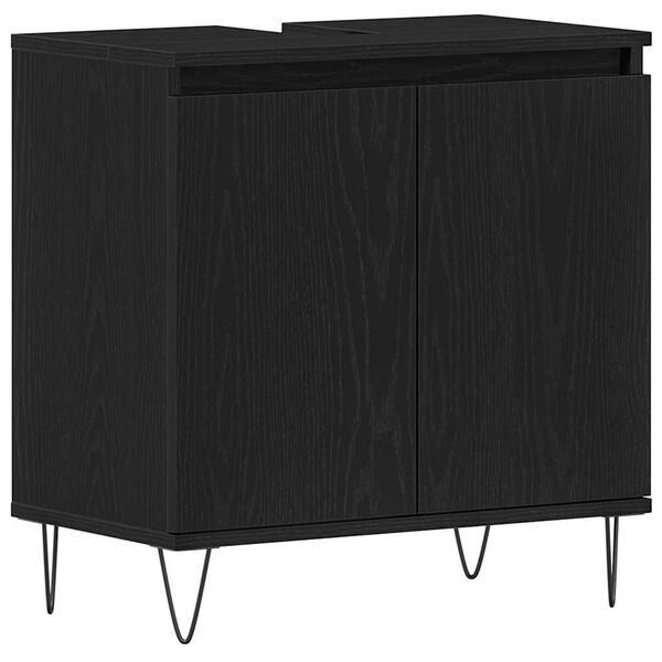 vidaXL Bathroom Sink Cabinet Black Oak 22.83 x 12.99 x 23.62 in