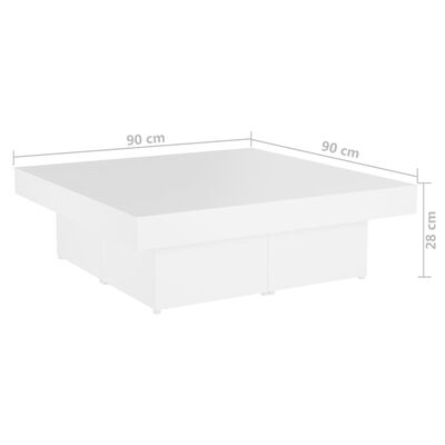 vidaXL Coffee Table White 35.4"x35.4"x11" Engineered Wood
