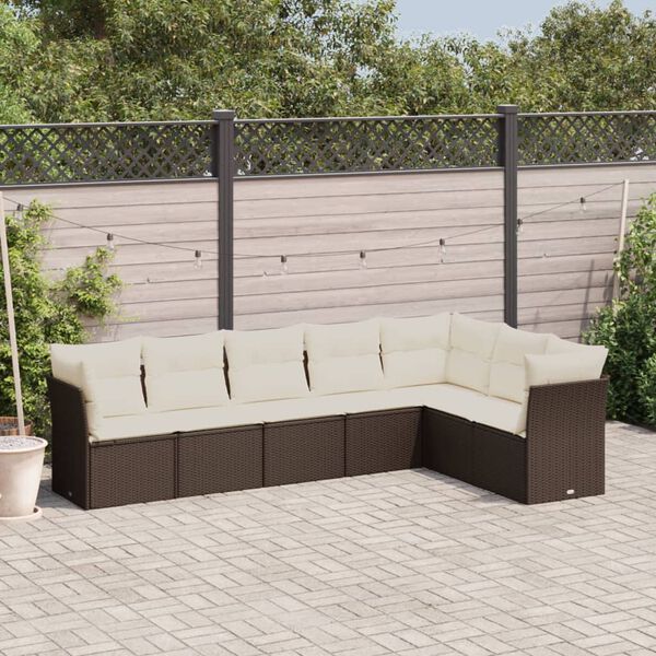 vidaXL Garden Sofa Set Brown PE rattan, Powder-coated steel Standard