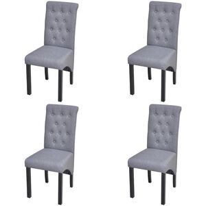vidaXL Dining Chair Set of 4 Light Grey Polyester Standard Ergonomic