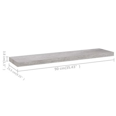 vidaXL Floating Wall Shelves 4 pcs Concrete Gray 35.4"x9.3"x1.5" MDF