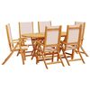 vidaXL Garden Dining Set Cream, Natural Wood Solid Acacia Wood, Textilene