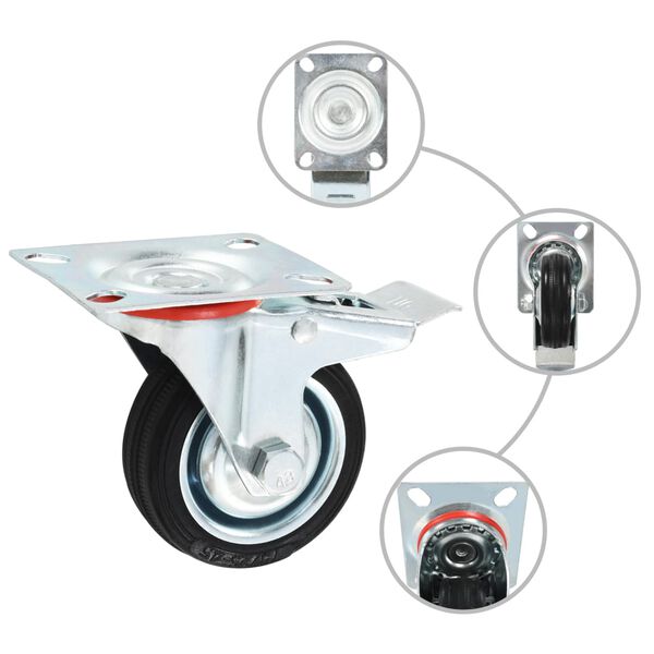 vidaXL Swivel Casters with Double Brakes 4 pcs 2.95 "
