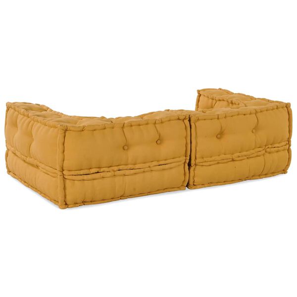 vidaXL Pouffe Yellow 100% Cotton Medium