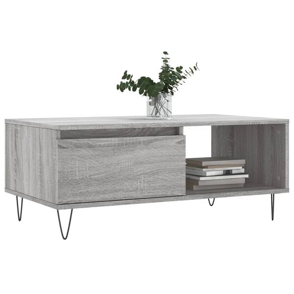 vidaXL Coffee Table Grey Sonoma Engineered wood, Metal 35.4x19.7x14.4 in