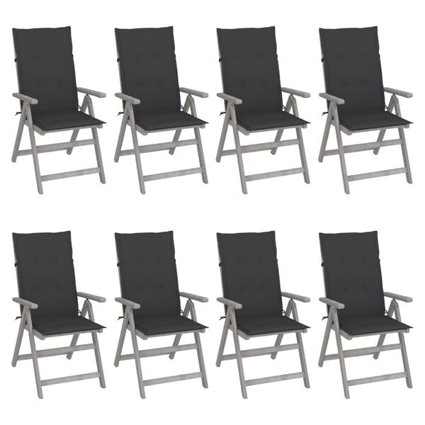 vidaXL Garden Chair Set of 8 Grey