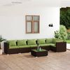 vidaXL Garden Lounge Set Brown with green cushions