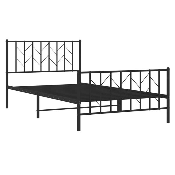 vidaXL Bed Frame Black Powder-Coated Steel Single Bed Frame