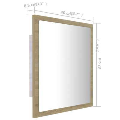 vidaXL LED Bathroom Mirror Sonoma Oak 15.7"x3.3"x14.6" Engineered Wood