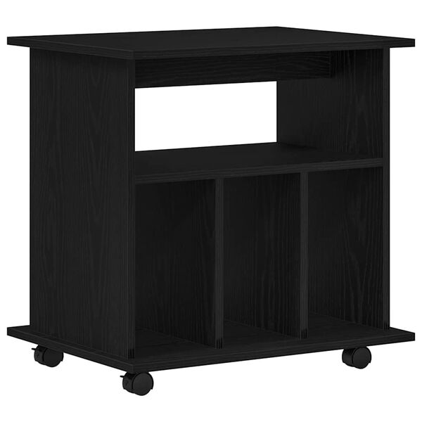 vidaXL Rolling Cabinet with Wheel Black Oak 23.62 x 17.72 x 21.65 in