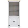 vidaXL Side Cabinet White body and brown top Solid pinewood