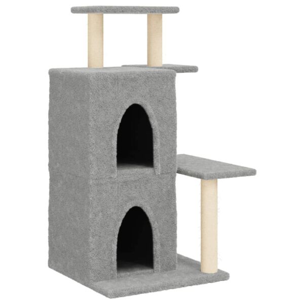 vidaXL Cat Tree Light Grey Engineered Wood, Plush, Sisal Cat Tree