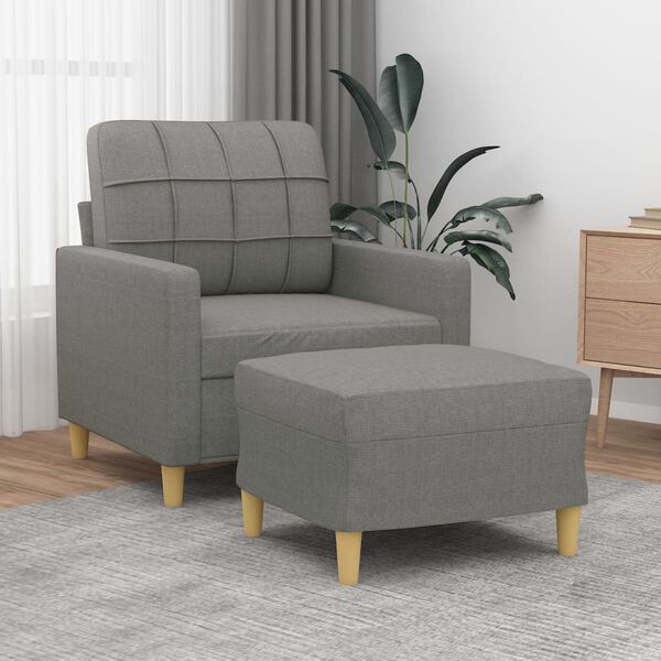 vidaXL Sofa Chair with Footstool Dark Gray 23.6" Fabric