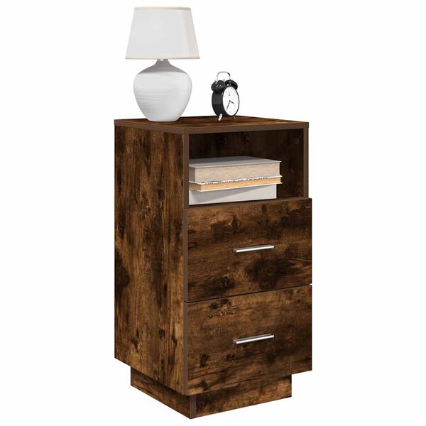 vidaXL Bedside Cabinet Set of 2 Smoked oak Engineered wood