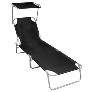 vidaXL Sunlounger Black Powder-coated aluminum Standard Foldable