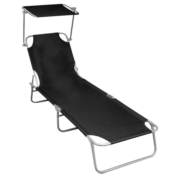 vidaXL Sunlounger Black Powder-coated aluminum Standard Foldable