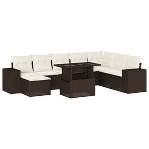 vidaXL Garden Sofa Set Brown, Cream White