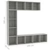 vidaXL Book Cabinet Set of 3 Concrete Grey Engineered wood