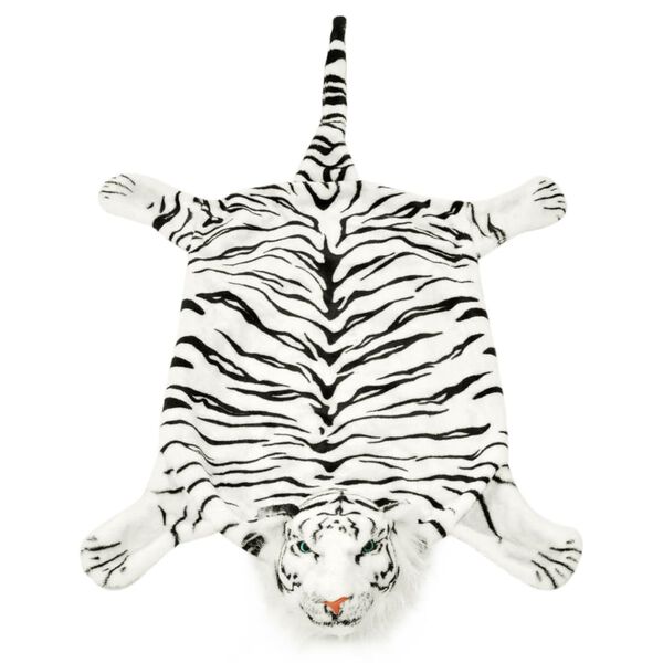 vidaXL Carpet White with tiger stripes Polyester, Foam 56.7 in Pattern