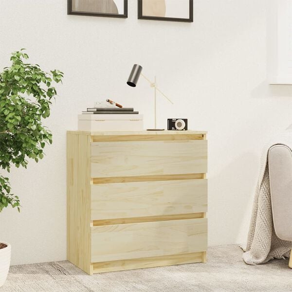 vidaXL Bedside Cabinet Natural wood color Solid pinewood Medium