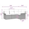 vidaXL Garden Sofa Set with Cushion 4 pcs Grey Poly Rattan