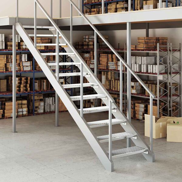 vidaXL Grate Step Silver Galvanized steel 27.6 in x 9.4 in Non-slip